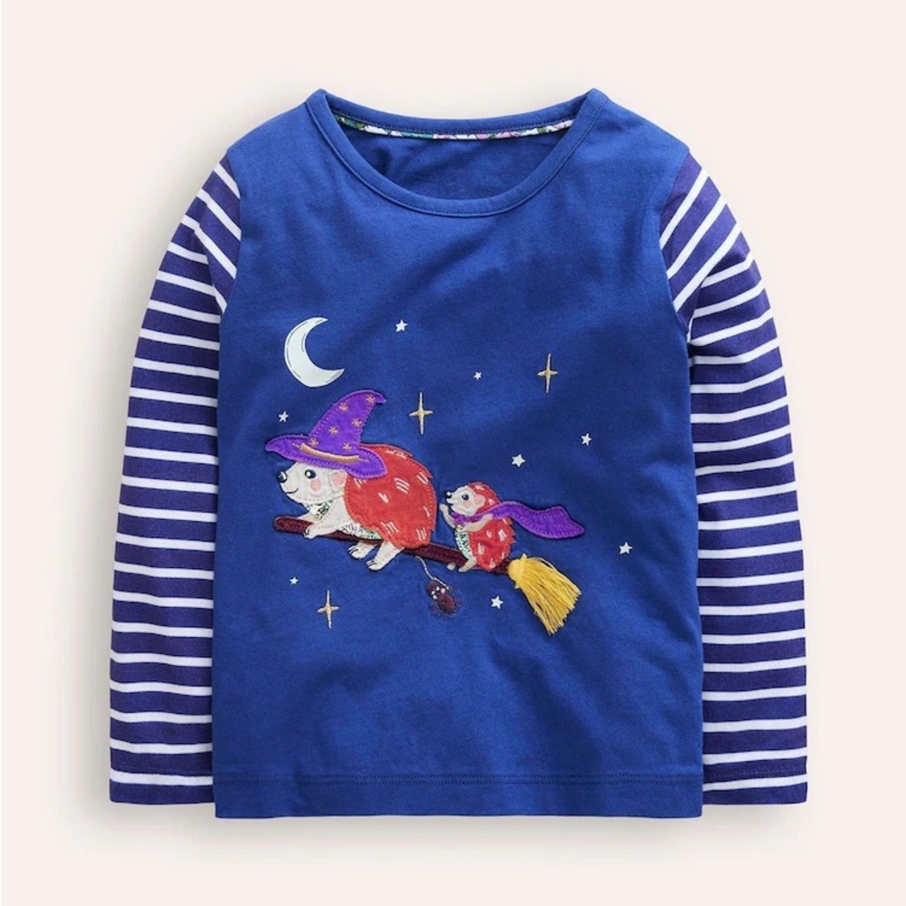 Mini Boden Halloween Apllique Kids Shirt